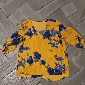 West Kei Yellow and Blue Floral Blouse